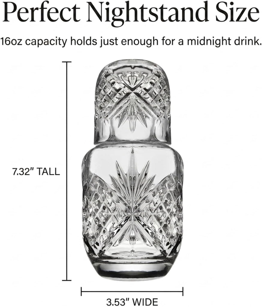 Bedside Night Carafe - Cup and Bottle to Keep Next To Your Bed for a Handy Midnight Drink, 16oz
