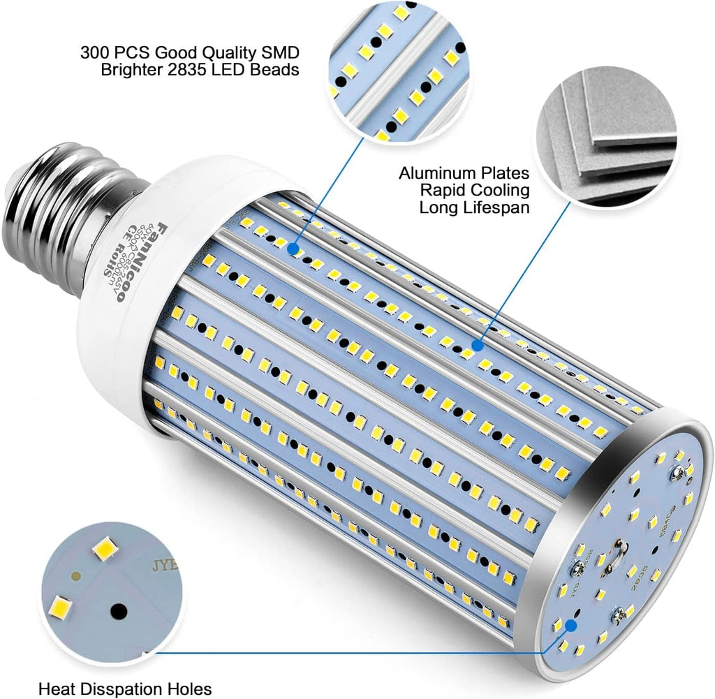 LED Corn Light Bulb 500W Equivalent 60W 6000Lumen 6500k E39 Mogul Base LED Corn Bulb Large Area Cool Daylight White