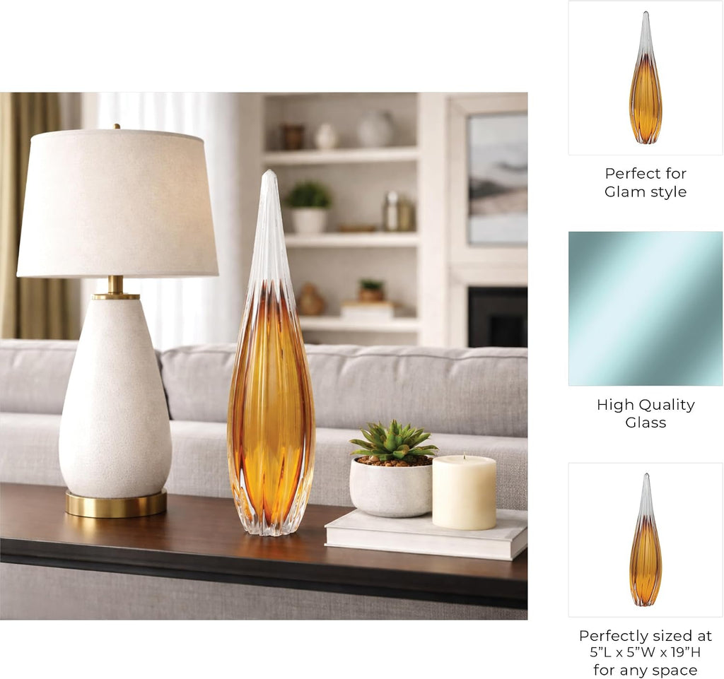 Glass Teardrop Sculpture Decor and Bathroom - Figurine Ornaments Desk, Entryway, and Living Room - Decorative Accent