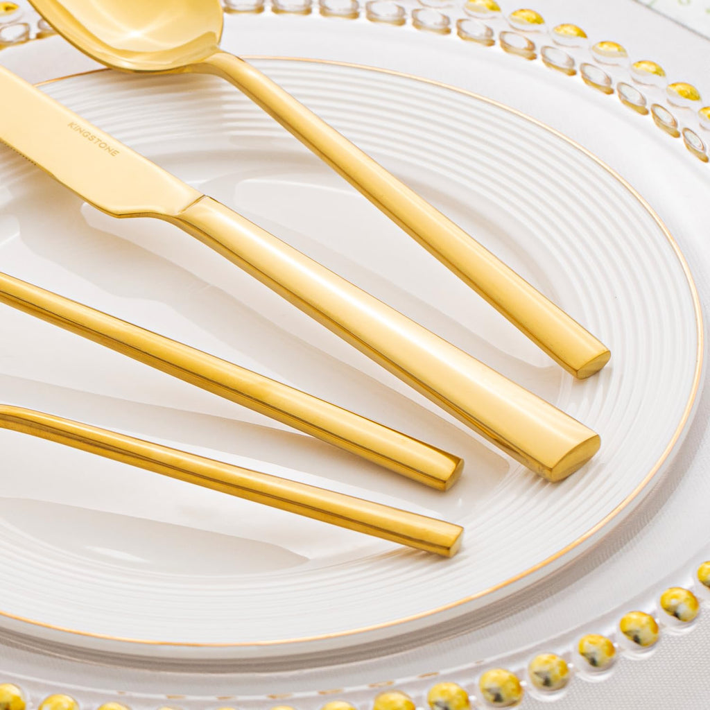Gold Silverware Set for 4, 20-Piece Stainless Steel Flatware Cutlery Set