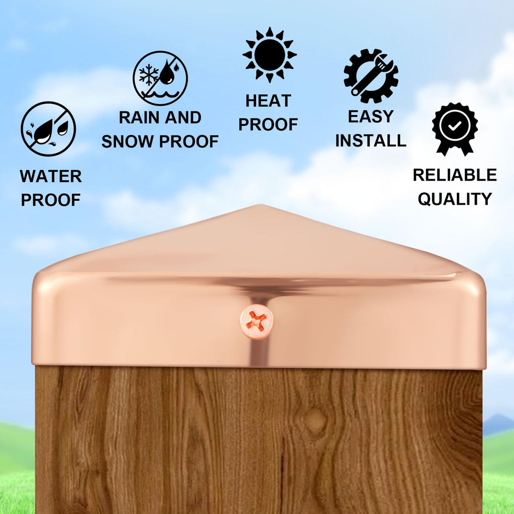 4 Pcs 6''x 6'' Solid Copper Post Caps with Screws