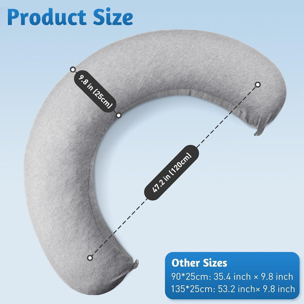 Body Pillow, Memory Foam Pregnancy Pillow Leg Pillow 47.2x9.8in | C-Shaped Long Full Body Pillow, Maternity Pillow