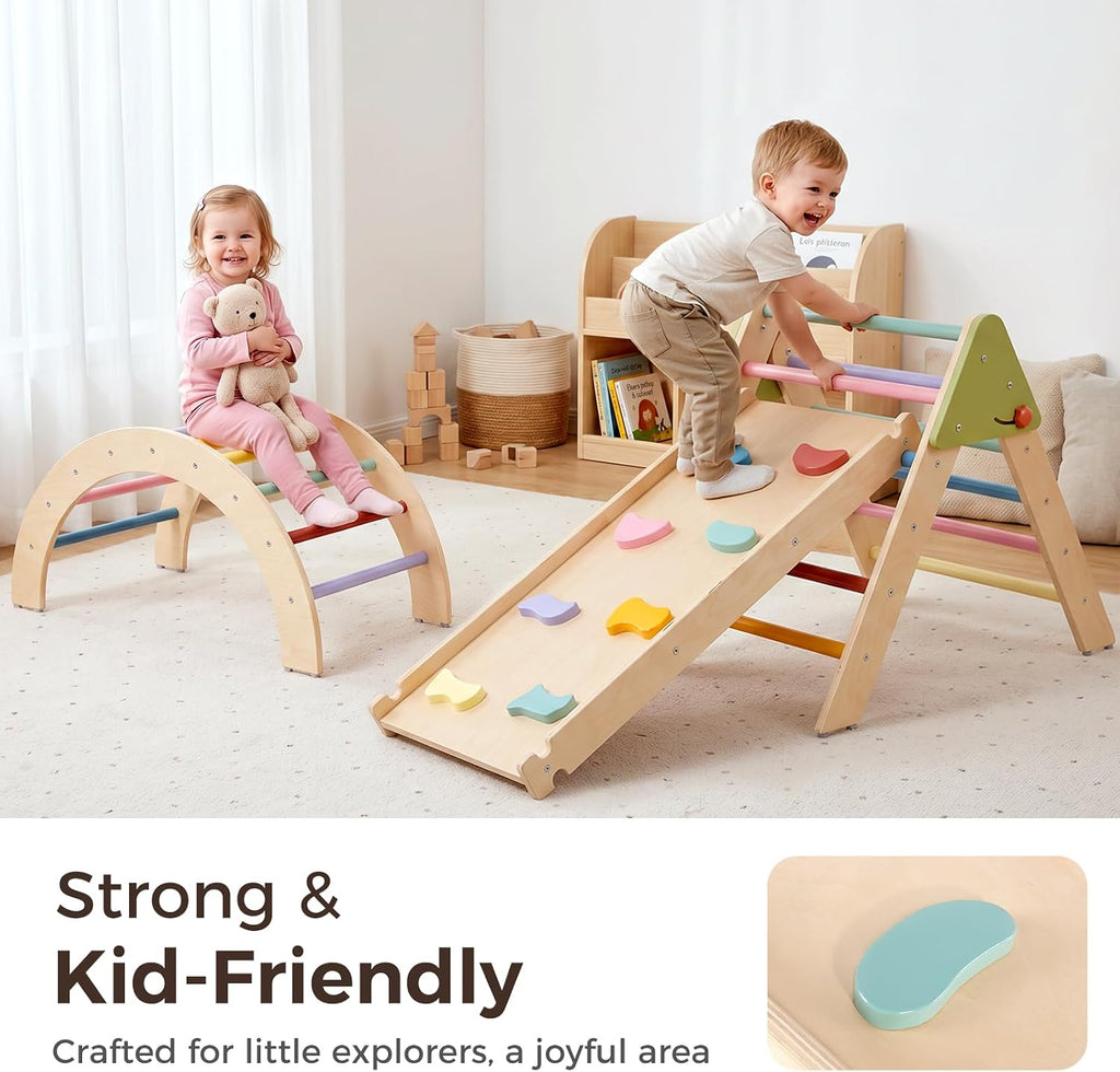 Foldable Triangle Climbing Toy with Slide for Toddlers 1-3