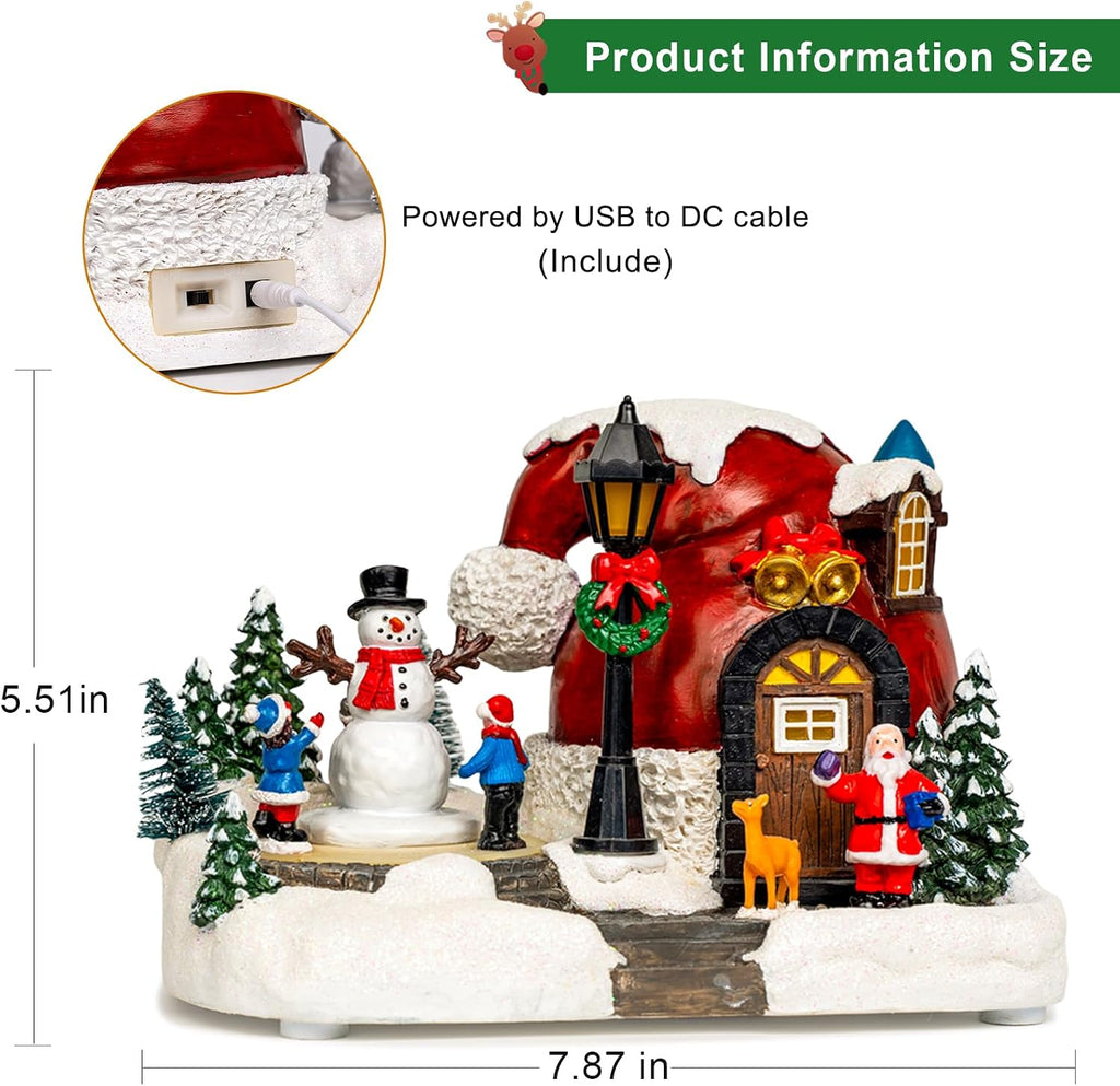Animated Collection Figurines Musical Christmas Snowman, Santa Claus Village Houses Lighted Christmas Collection