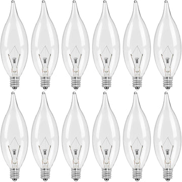 Candelabra Light Bulbs 40W Warm White 2500K, 380 Lumen Candle Chandelier Bulb for Ceiling Fan, Pendants or