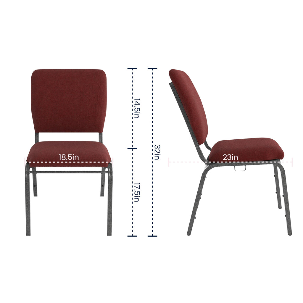 18.5" Wide Maroon Stacking Church Chair