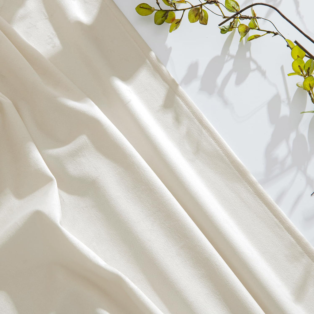 Velvet Pinch Pleated Blackout Ivory Curtains 40x96 Inches