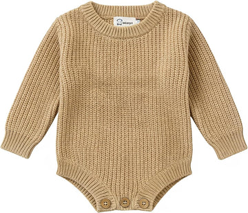 Baby 100% Cotton Knit Romper Winter Long Sleeve Bodysuit