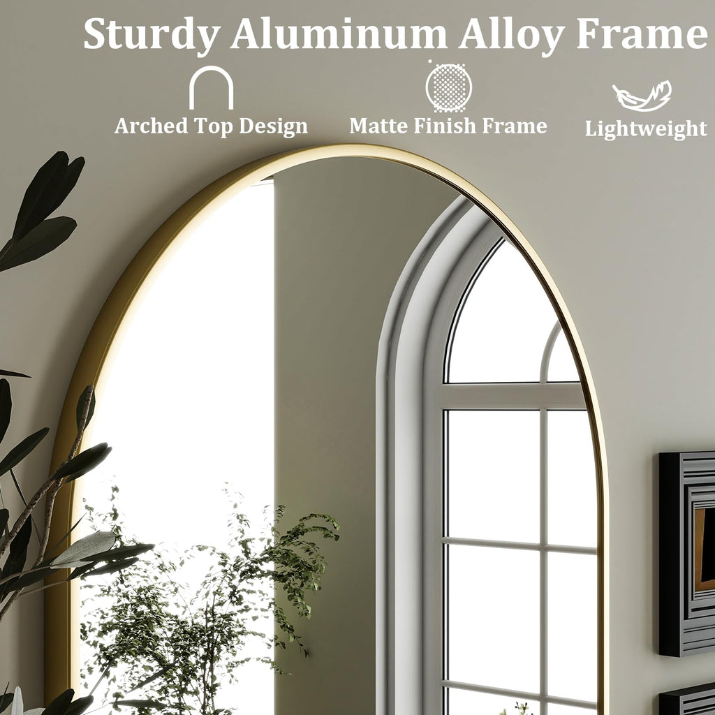 Arched Wall Mirror 24"x36" Gold Metal Frame Vanity Mirrors