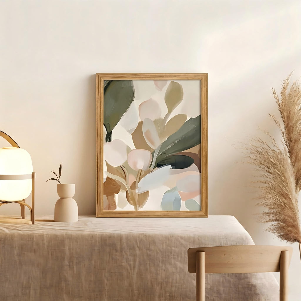 Framed Botanical Wall Art, Abstract Plant Canvas Print