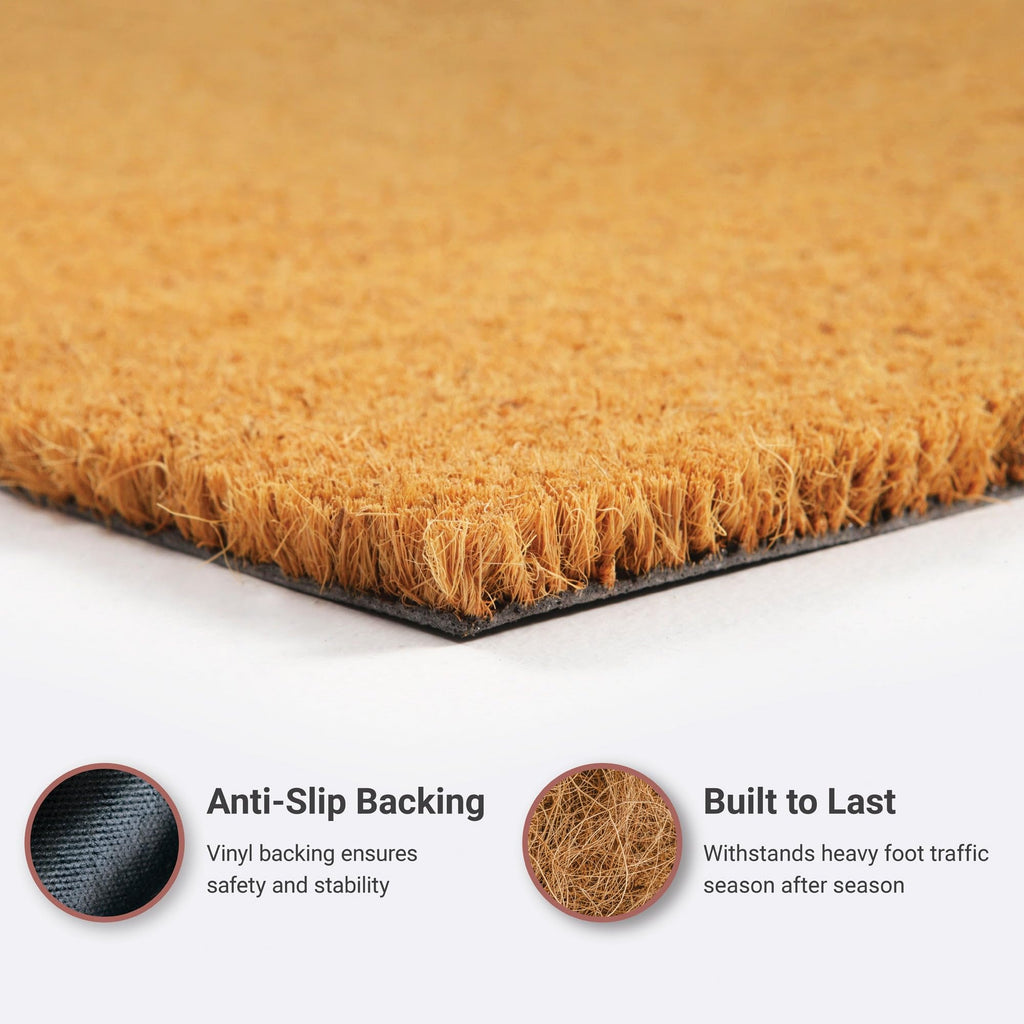 Welcome Mat Outdoor - Script Coir Doormat, Front Door 17x30