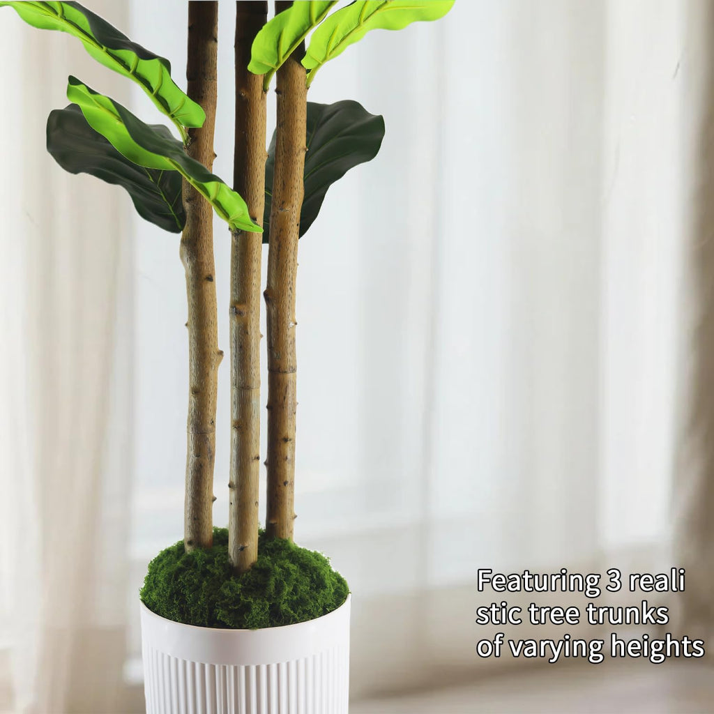 5FT Artificial Fiddle Leaf Fig Tree, Premium Fake Ficus Lyrata Plant in Decorative Planter Home Office Decor