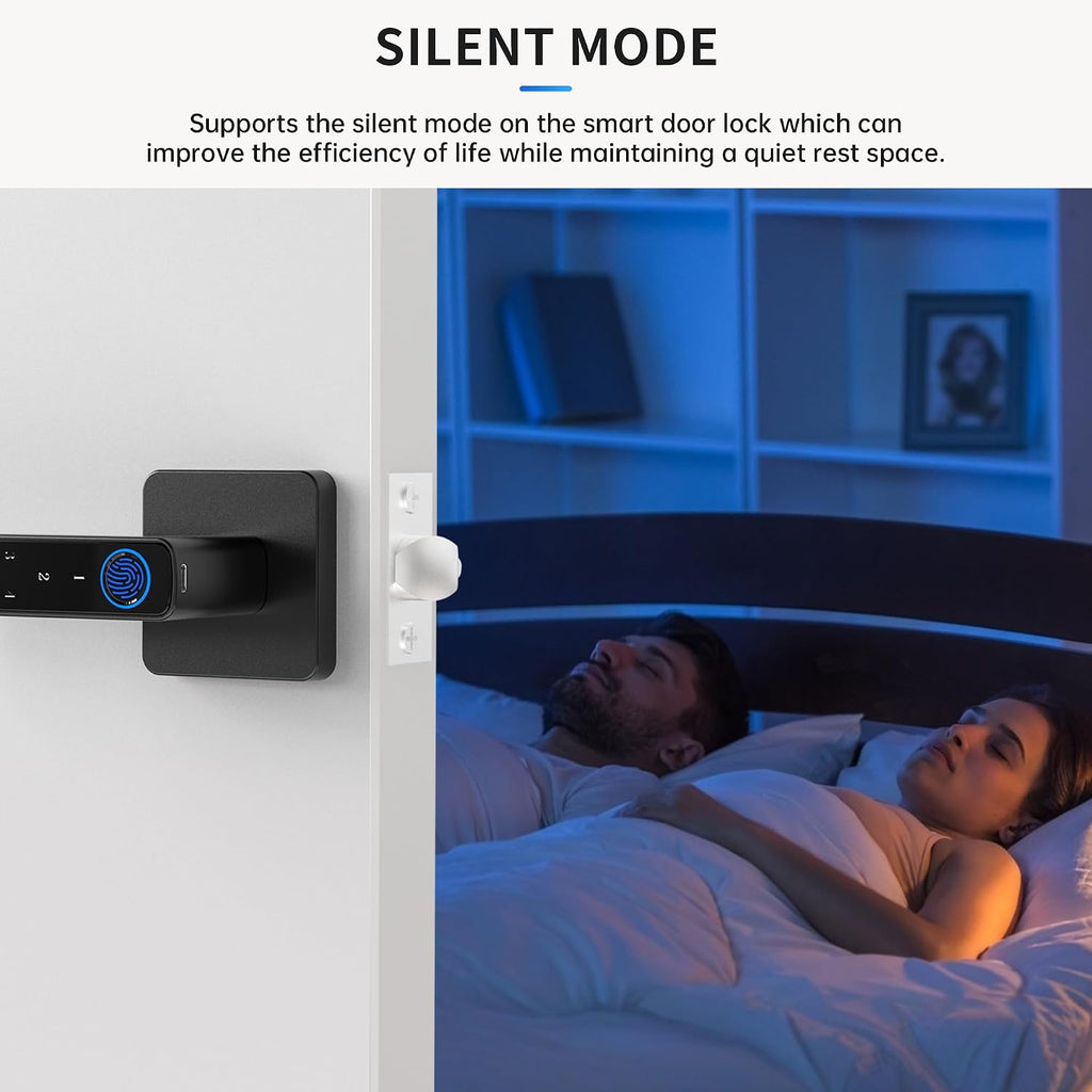 Fingerprint Door Lock-Smart Door knob, Biometric Door Lock, with App/Code/Backup Key/Fingerprint/IC Card, Keyless
