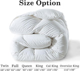 Feather Comforter Queen, Filled with Feather and Downfiber, All Season White Luxury Hotel Fluffy Bed