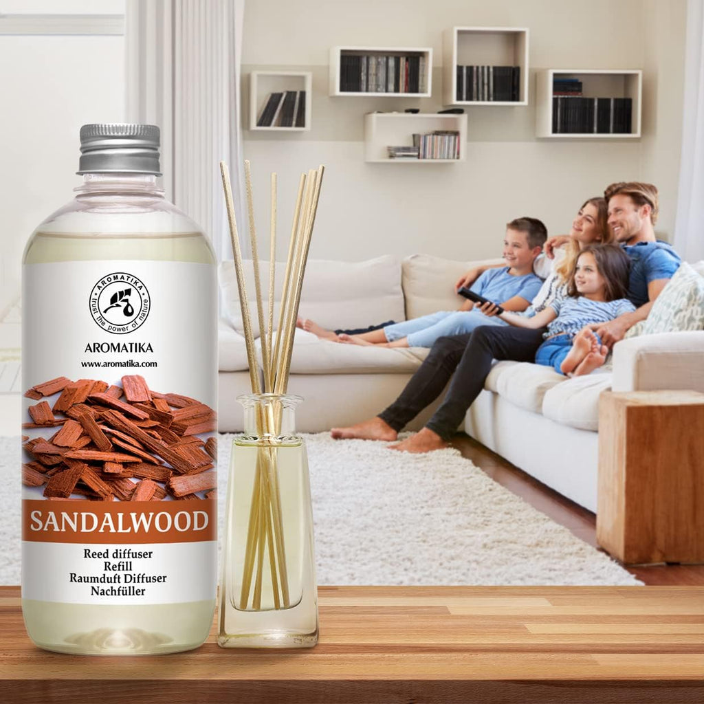 Reed Diffuser Refill Sandalwood 17 Fl Oz (500ml) - Room Diffuser - Home Fragrance - Scented Diffusers - Set of 17