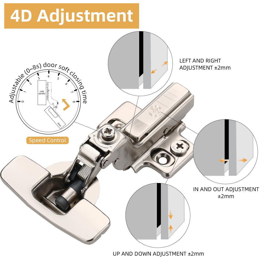 60 Pack Frameless Inset Soft Close Cabinet Hinges