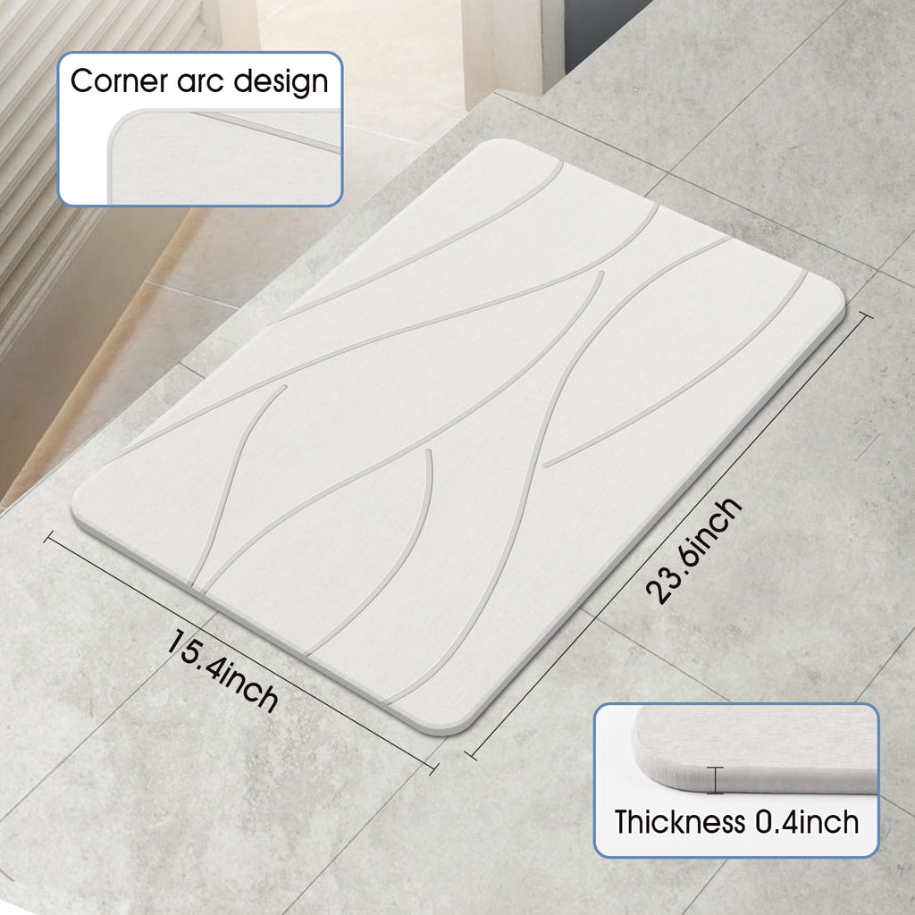Stone Bath Mat, Diatomaceous Earth Shower Mat White