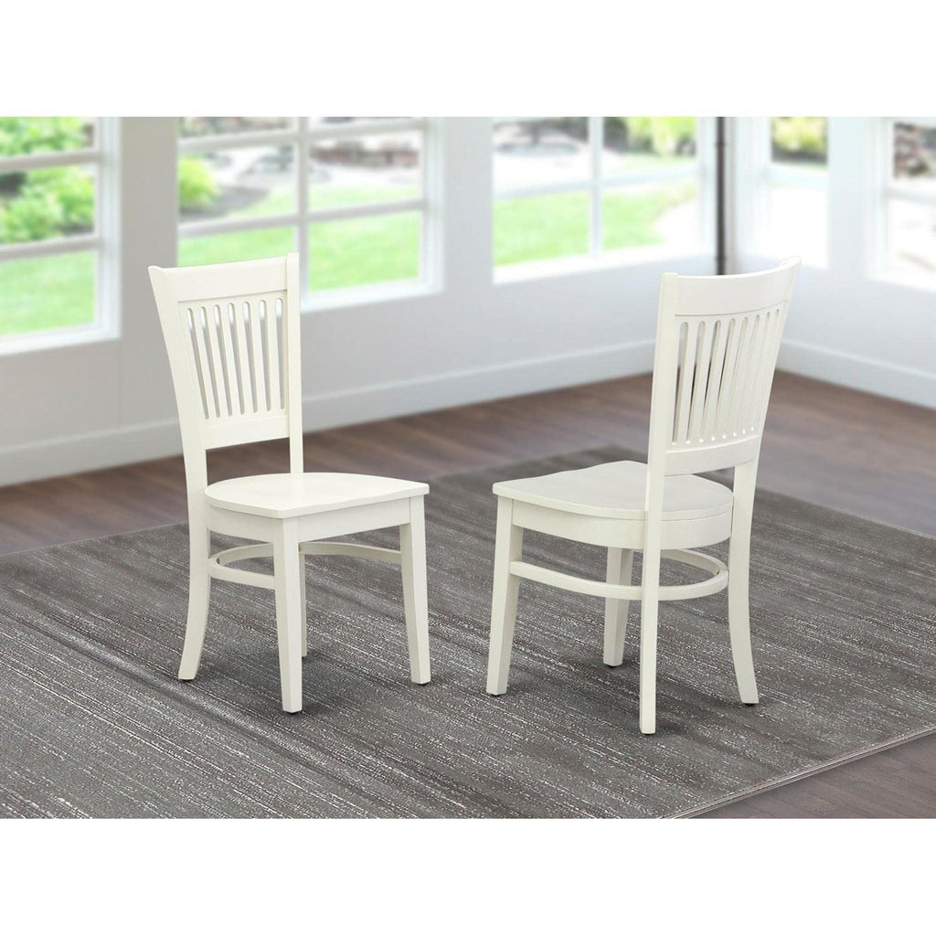 West Furniture VAC-LWH-W Vancouver - Slat Back Wood Seat Kitchen Chairs, Set of 2, Linen White