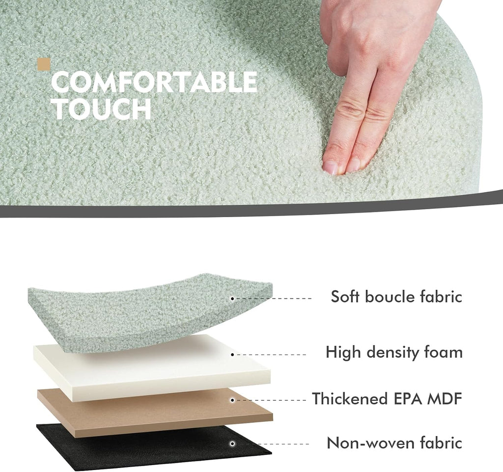 Round Ottoman with Storage Set of 2, Storage Ottoman with Tray, Teddy Velvet Ottoman Storage Modern Multifunctional