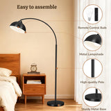 Arc Floor Lamps, 72" Modern Tall Lamp with Remote Control and Stepless Dimmable 9W LED Bulb