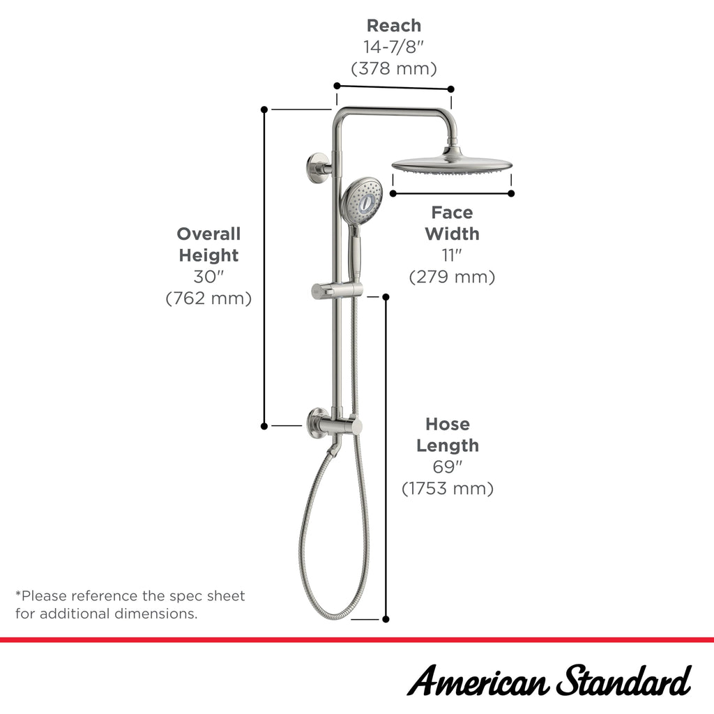 24" Spectra Versa Shower System, Rain Head,Brushed Nickel
