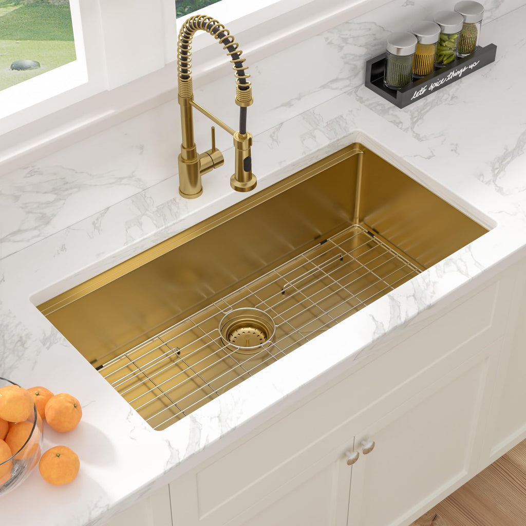 36 Gold Undermount Kitchen Sink Workstation 36x19 Inch Large Sinks