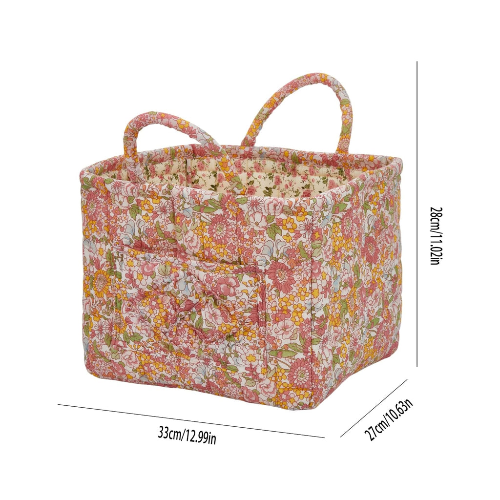 Boho Fabric Storage Basket, Large Capacity Laundry Basket, 12.2'' x 10.23'' x 10.23'' Collapsible Laundry Hamper with