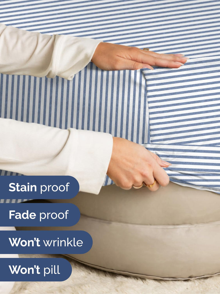 CGK Extra Deep Split King Single Fitted Sheet Only - Blue Stripes