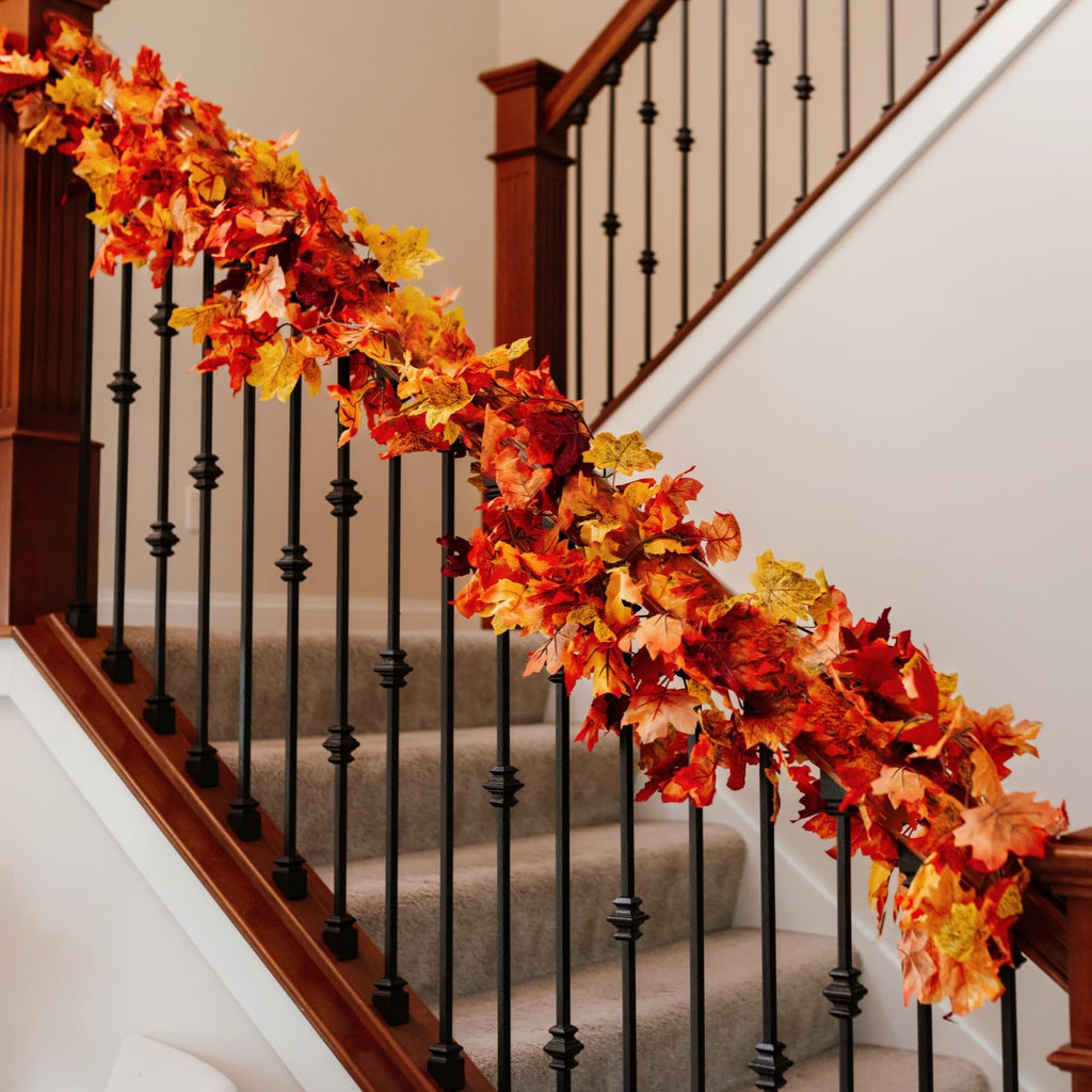 14 Pack Fall Leaf Garland, Total 82.6Ft Artificial Fall Vines Autumn Garland Fall Maple Leaves Thanksgiving Decor