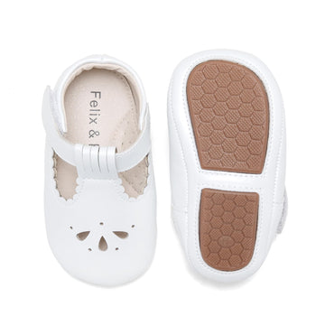 Soft Sole White Baby Shoes - Infant Baby Walking Shoes Moccasinss Rubber Sole Crib (White, Infant)