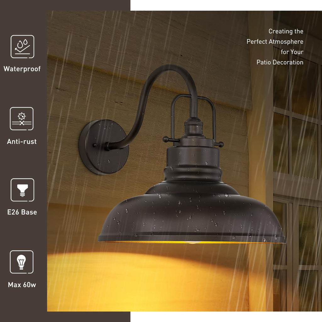 2 Pack Barn Lights Outdoor, Outdoor Wall Sconces for Porch Patio, 18" Farmhouse barn Lights in Oil Rubbed Bronze