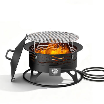 24 Inch Propane Outdoor Fire Pit, Portable Smokeless Gas Firepit Fireplace