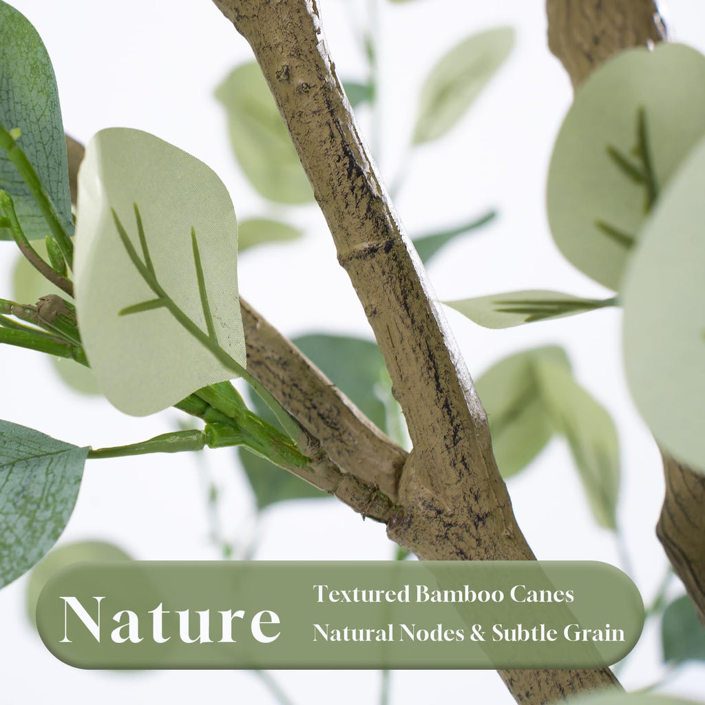 6FT Artificial Eucalyptus Tree Indoor, Faux Eucalyptus Tree with 636 Silk Leaves, Tall Fake Tree - Artificial Tree