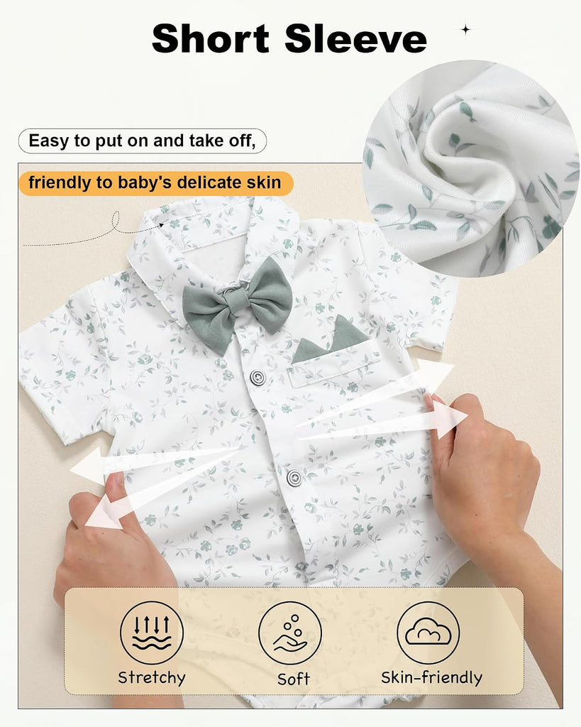 Baby Boy Clothe Suit Gentleman Shirt Bowtie Beret Suspender Pants