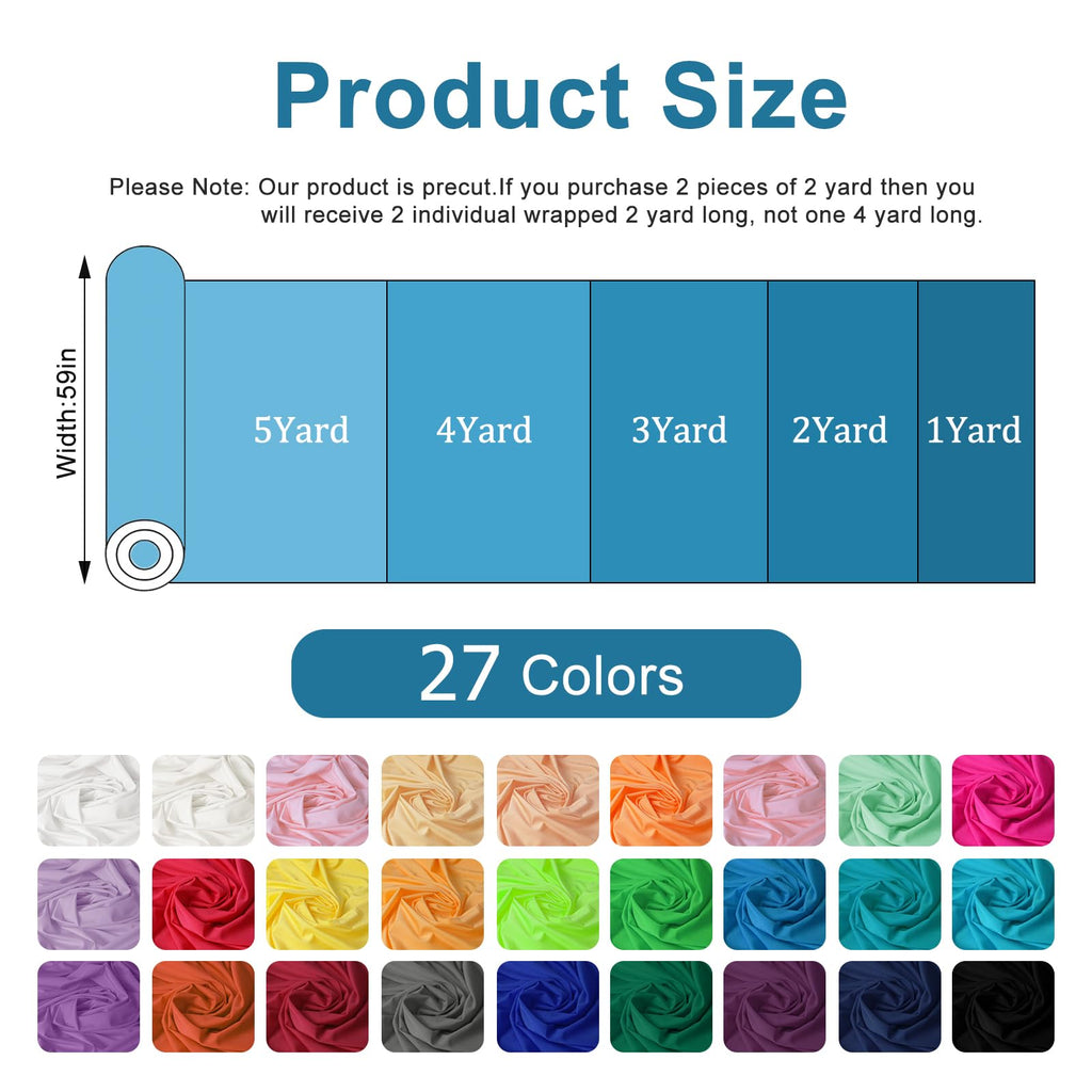 59" Width Nylon Spandex Fabric, 80% Nylon & 20% Spandex, Swimwear, Activewear Fabric 4-Way Stretch, for Sports, Yoga