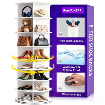 8 Tier Rotating Shoe Rack 360°Rotating Shoe Rack Tower