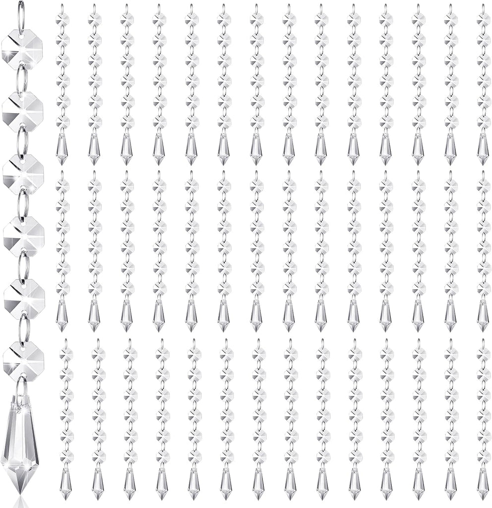 100 Pcs Acrylic Hanging Crystals for Centerpieces Chandelier Clear Crystal Garland Strands Ornament Acrylic Clear