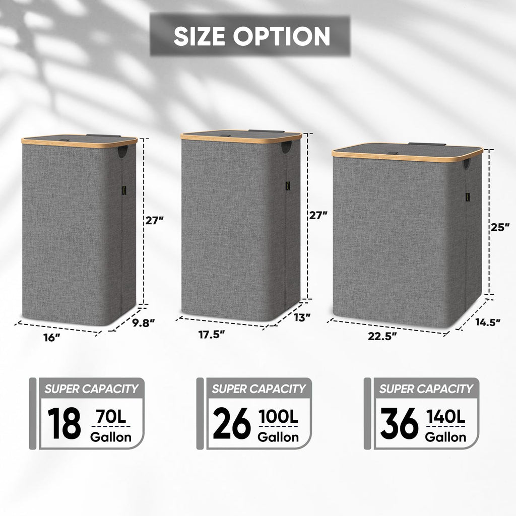 140L Laundry Hamper with Lid, Large Laundry Basket Bin