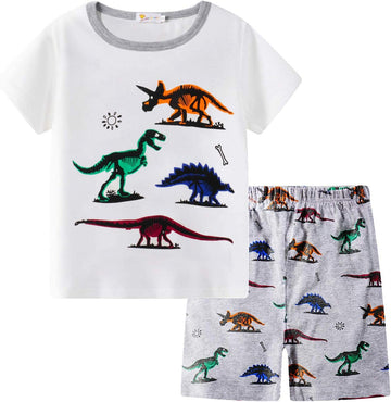 Hand Toddler Boys Pajamas Cotton Summer Pjs for Boy Jammies Dinosaur Train Sleepwear Short Sets
