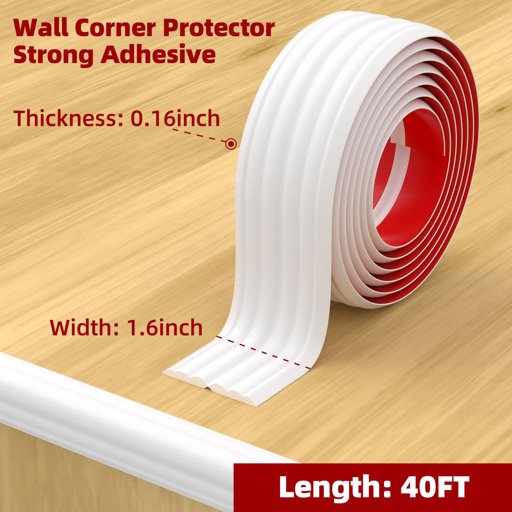 Wall Corner Protector Trim, 40 Feet Flexible Inside & Outside Corner Guard Trim, Peel and Stick Corner Molding