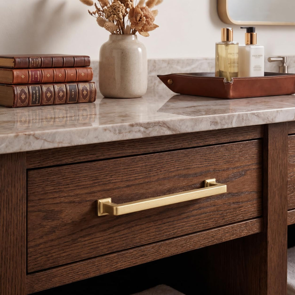 6 Pack Champagne Bronze Cabinet Pulls, 8-3/4 Inch(224mm) Hole Centers Cabinet Handles Kitchen Hardware Straight Bar