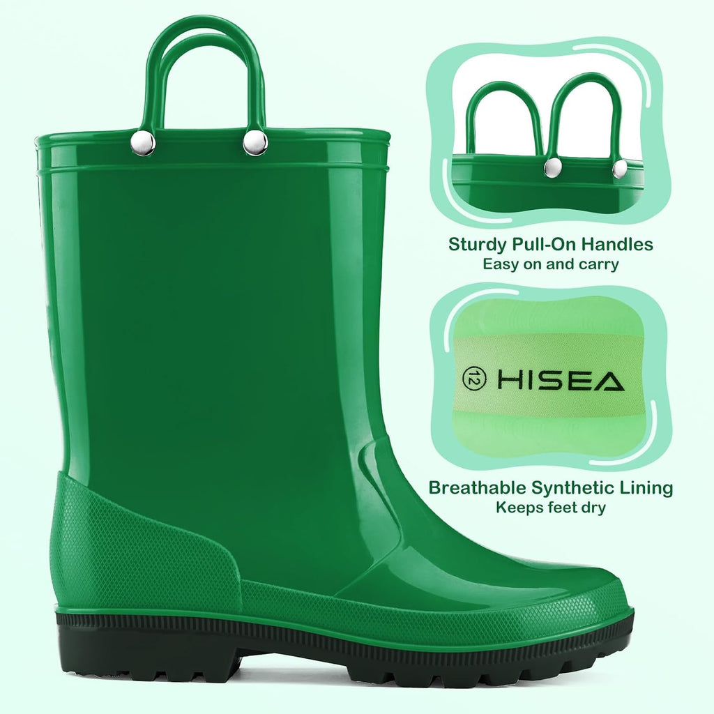 Toddlers Kids Rain Boots Waterproof Mud Shoes with Easy-On Handles