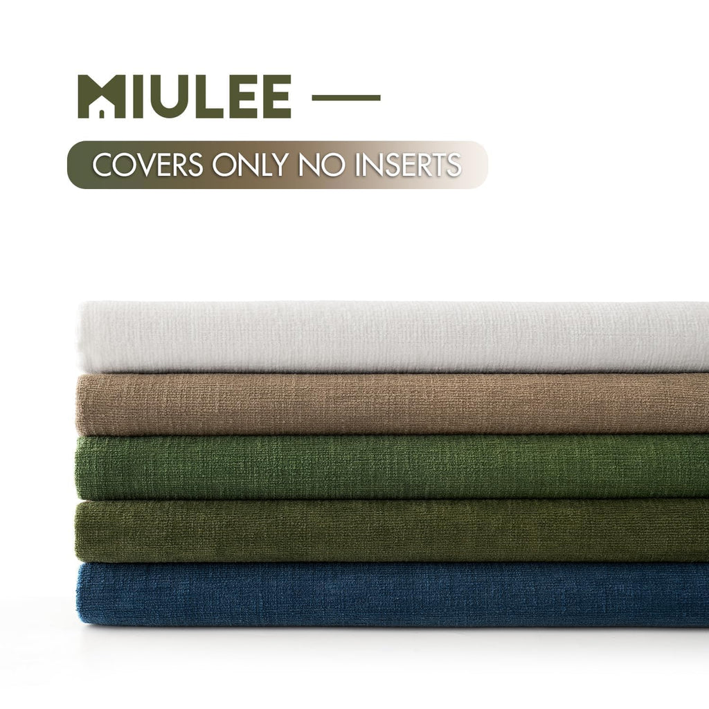 Olive Green Chenille Couch Throw Pillow Covers, 16x16