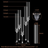 6 Sets 5 Arms Acrylic Candelabra Centerpieces for Tables,Clear Candle Holder,Ceremony Dinner Party, 22.8" Tall