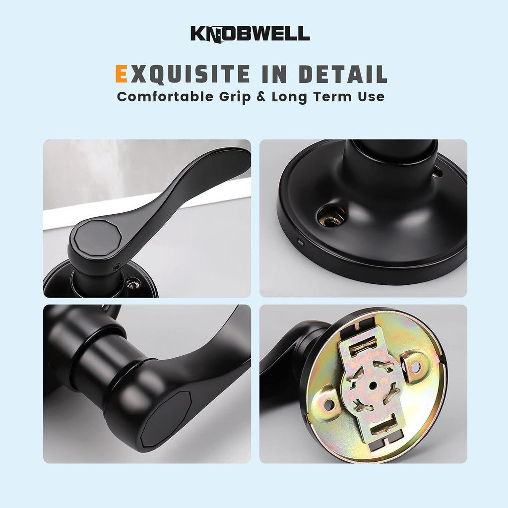 1 Pack Dummy Door Handle Lever Door Handle - Leversets for Closets/Hallway with a Matte Black Finish, Levers for Both