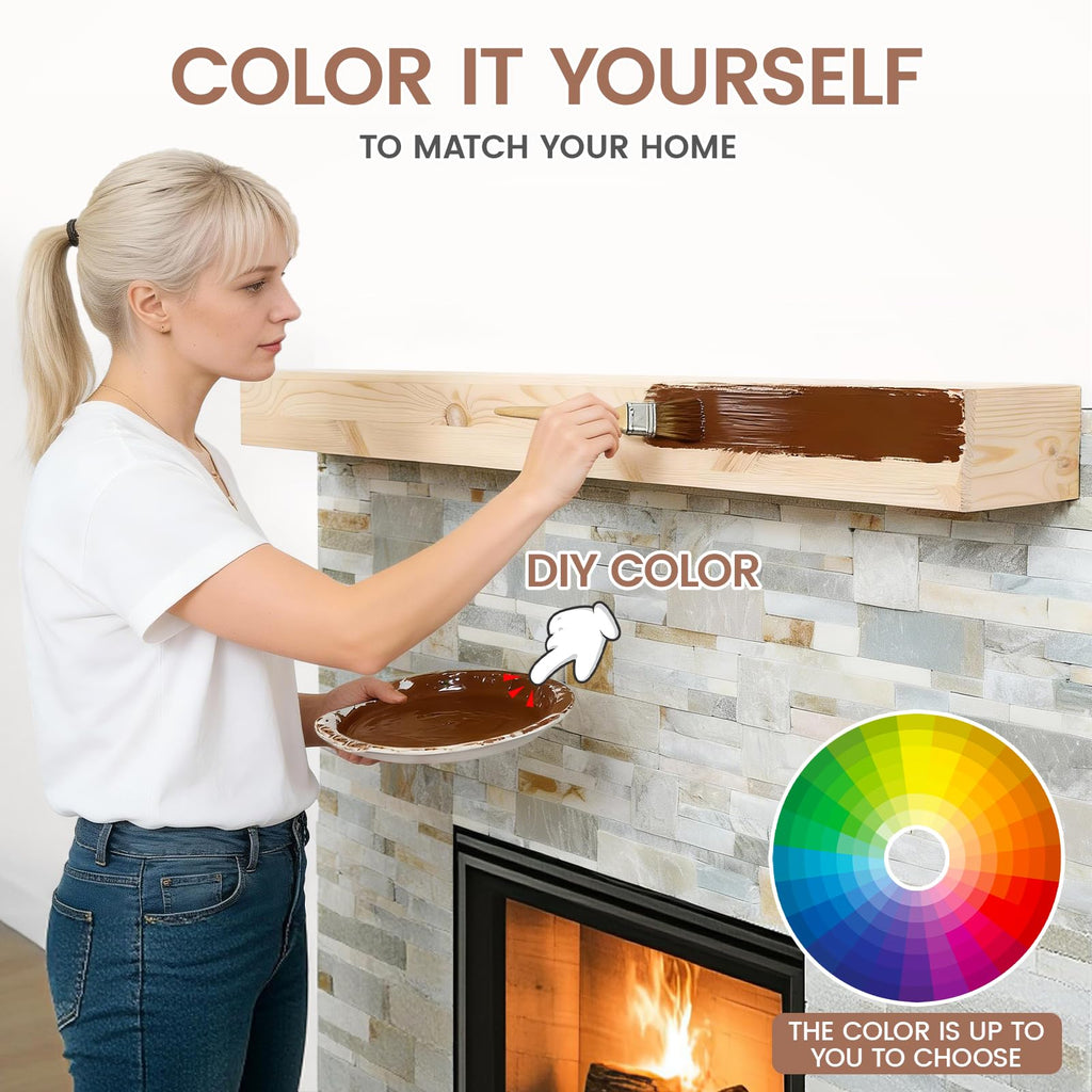72'' Fireplace Mantel, 5'' Pine Wood Floating Shelf, DIYColor