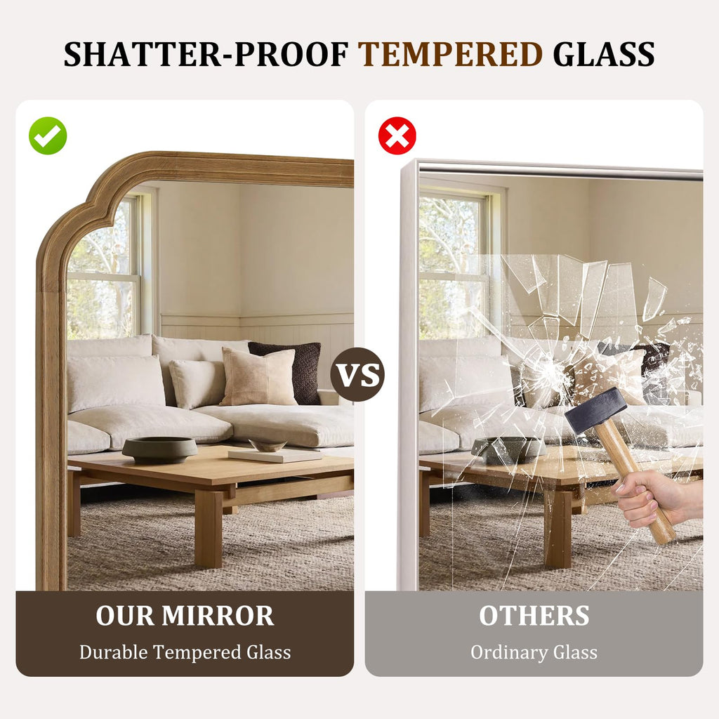Full Length Mirror Wall Mounted 65"x22", Rustic Wooden Frame Floor Mirror, Large Full Body Mirror, Leaning or