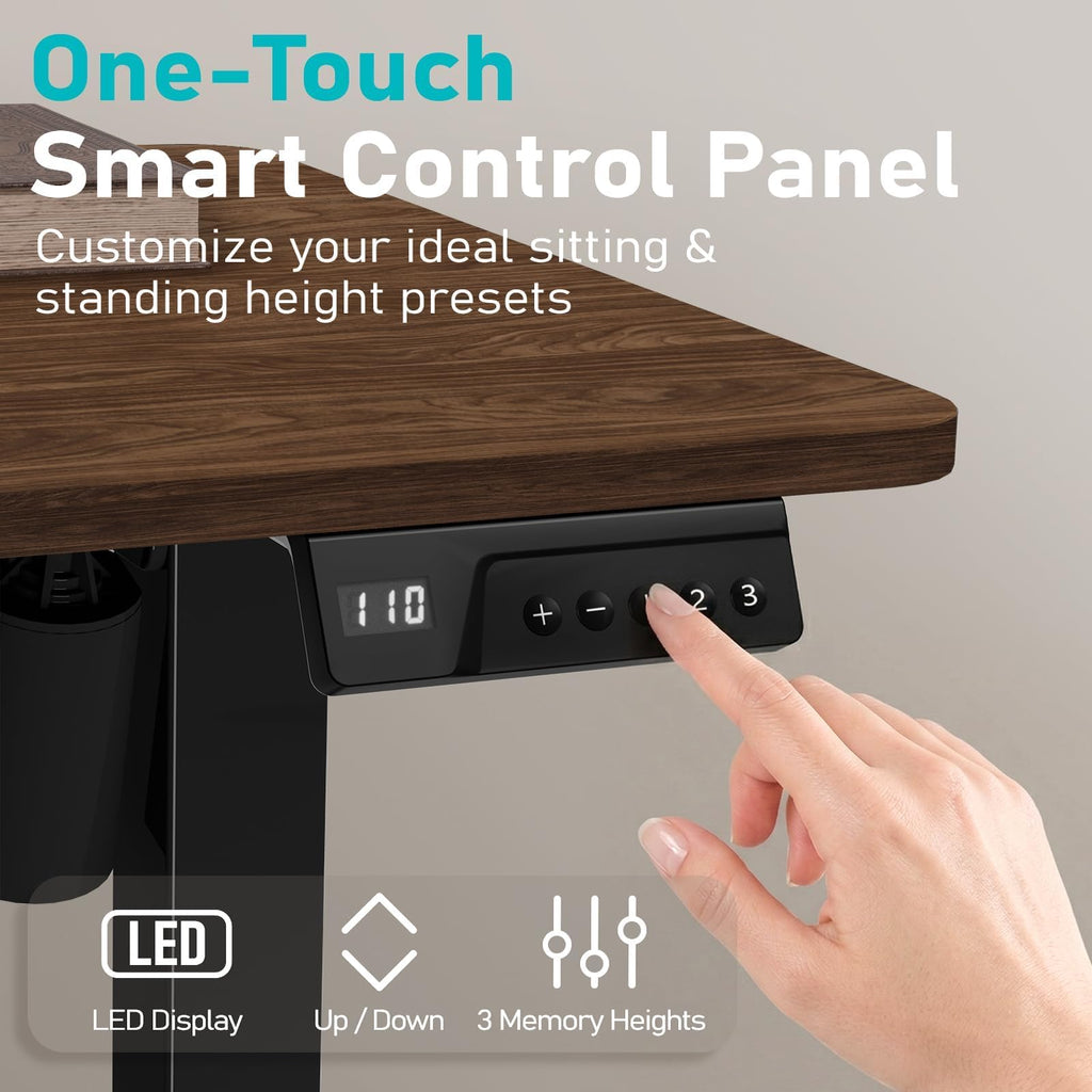 Electric Standing Desk, 40" x 24" Small Sit Stand Desk, Dark Walnut