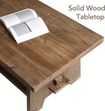 Farmhouse Wood Coffee Table - 43.4” Mid Century Modern Wooden Coffee Tables