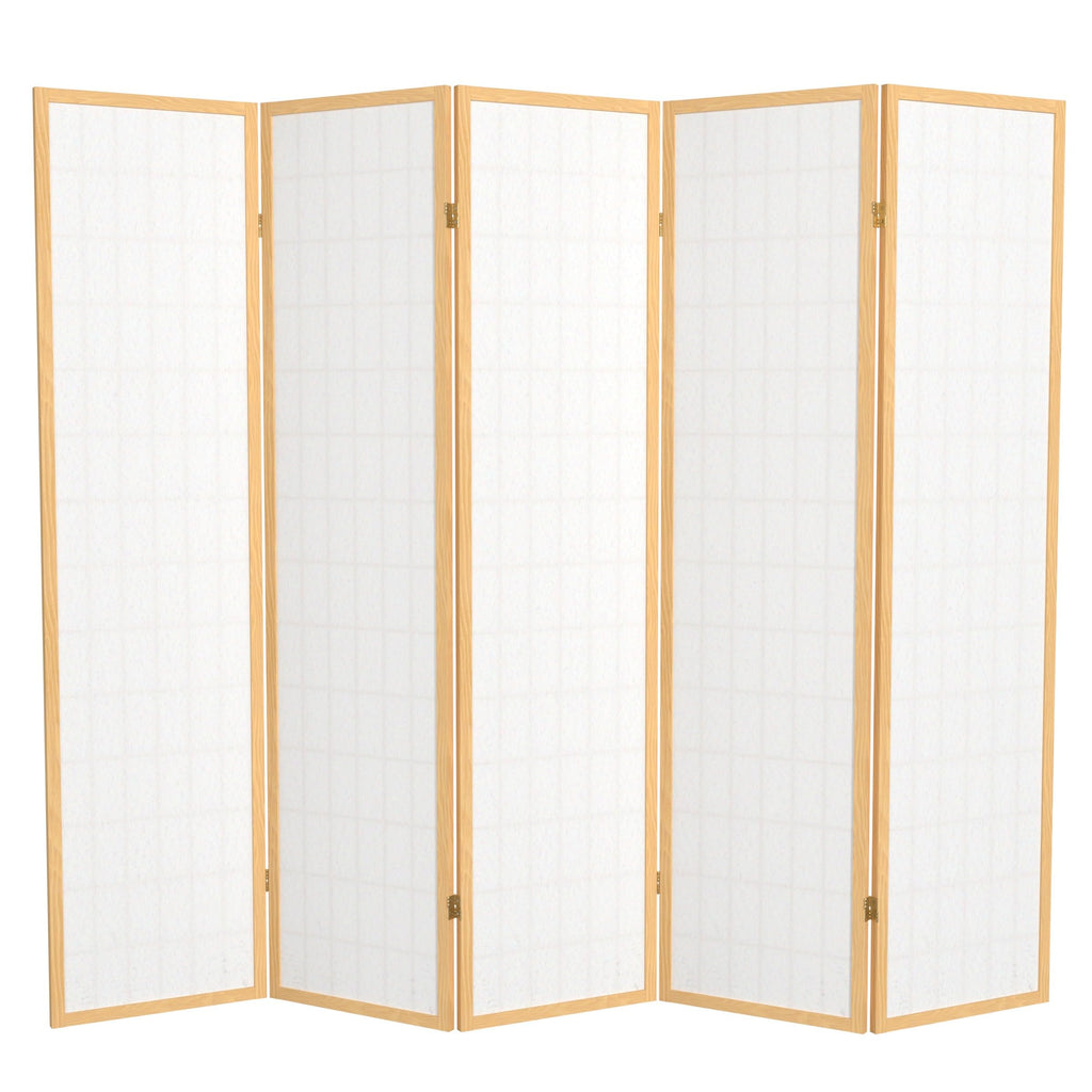 6 ft. Tall Window Pane Shoji Screen - Natural - 5 Panels